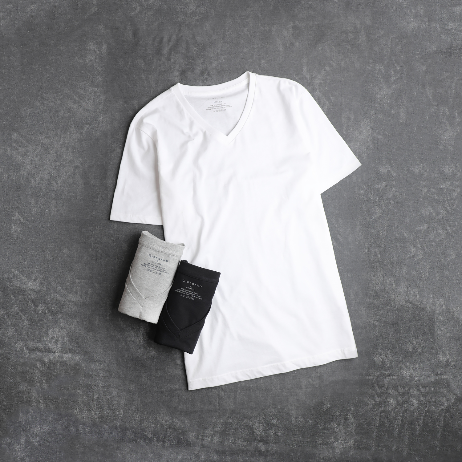男裝素色純棉V領短袖T恤