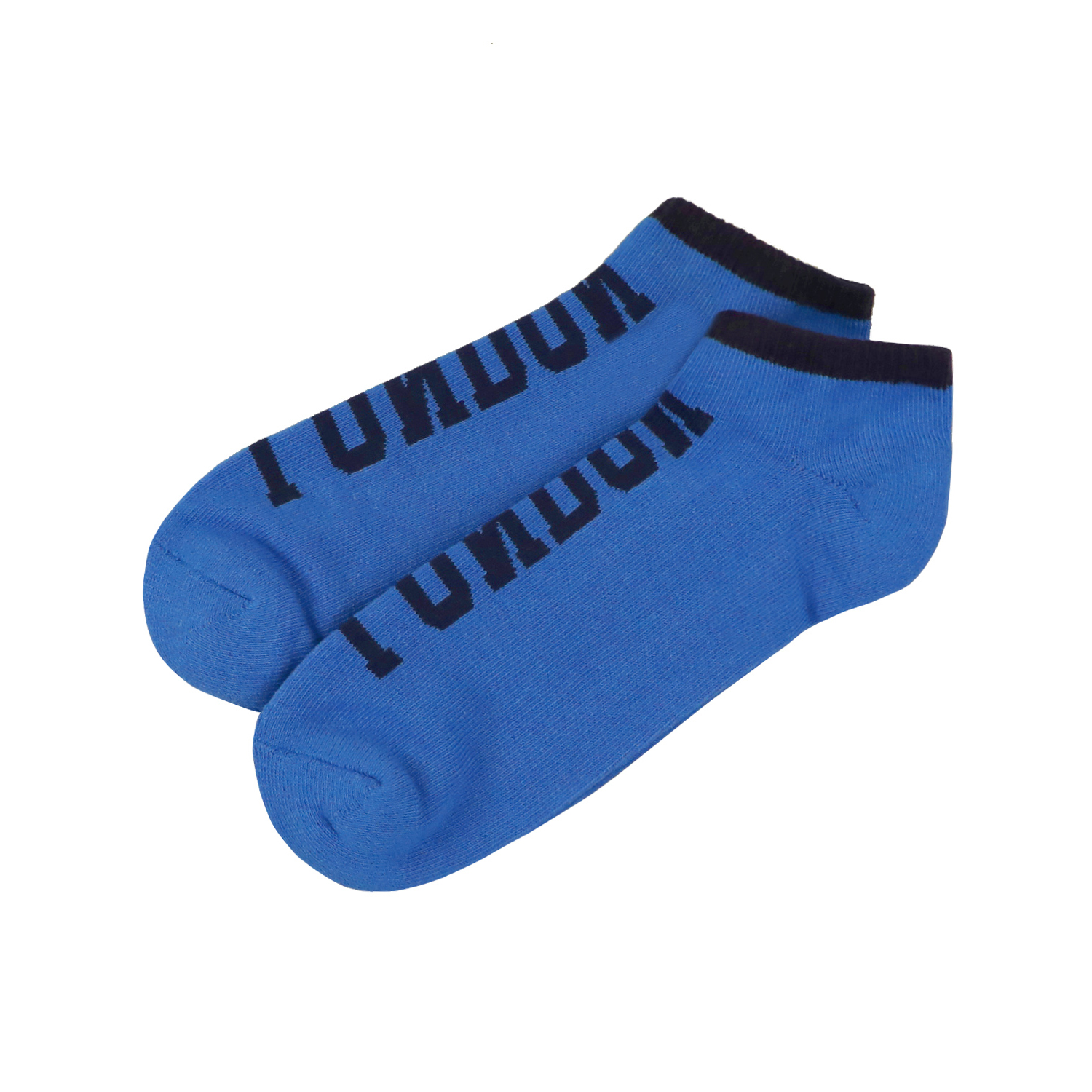 (台灣製造)休閒配色彈力舒適短襪_達芙妮藍/海軍藍