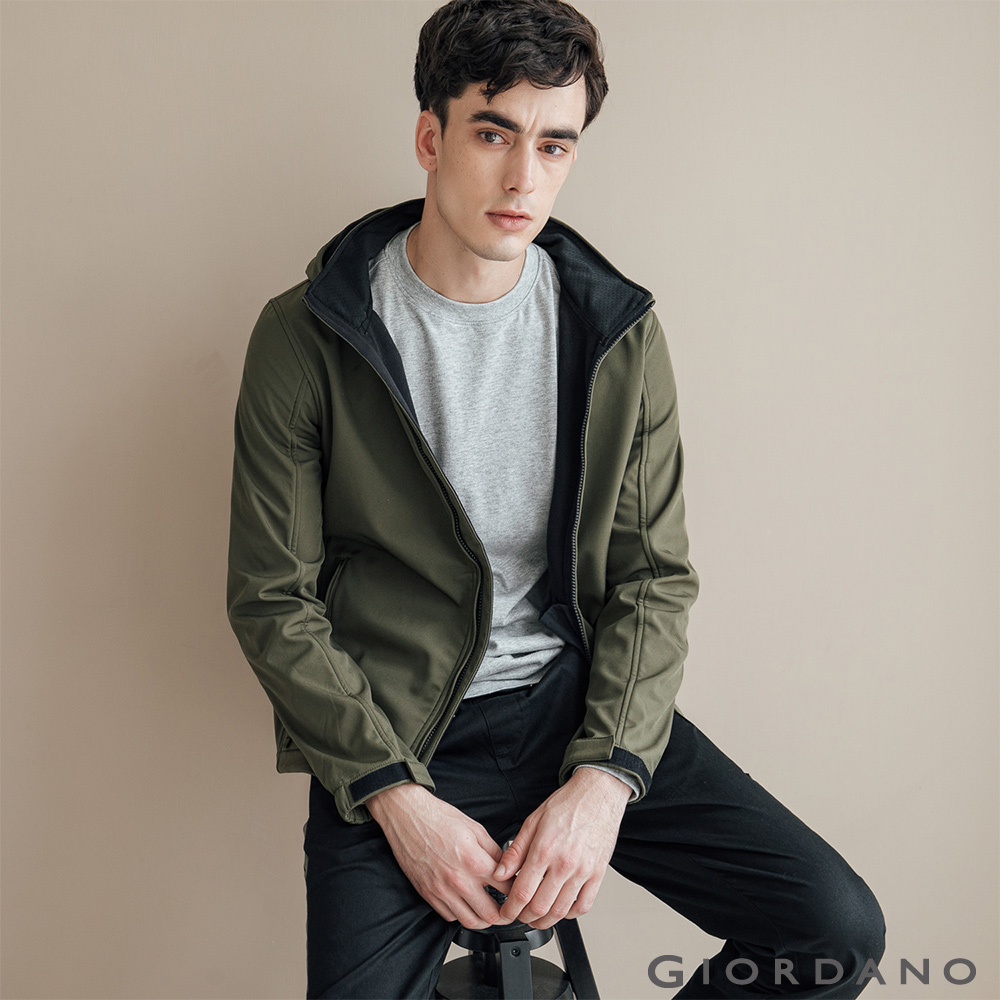 男裝Softshell三合一高機能高領可拆式連帽外套-50 葡萄葉綠