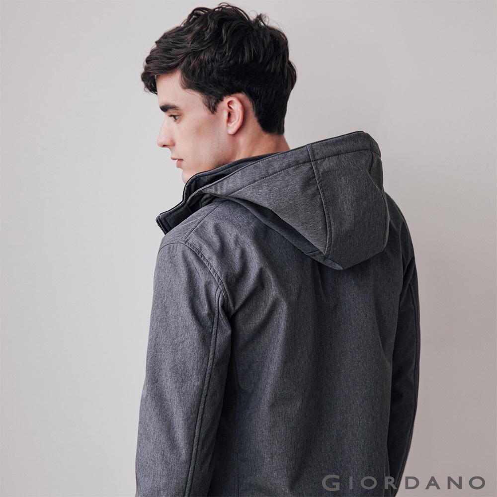 男裝Softshell三合一高機能高領可拆式連帽外套-94 深花灰