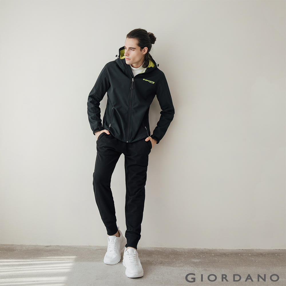 男裝Softshell 三合一高機能連帽外套-04 標誌黑