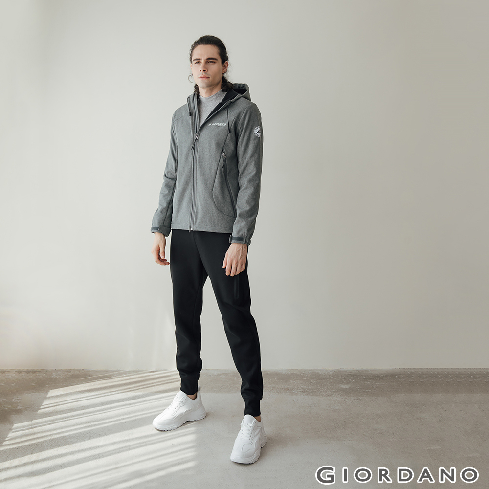 男裝Softshell 三合一高機能刺繡徽章連帽外套-02 深花灰