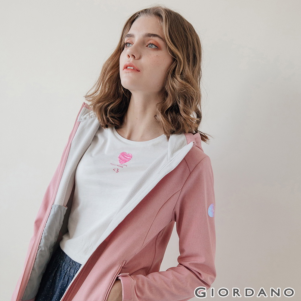 女裝Softshell 三合一高機能炫彩刺繡連帽外套-90 花紗粉