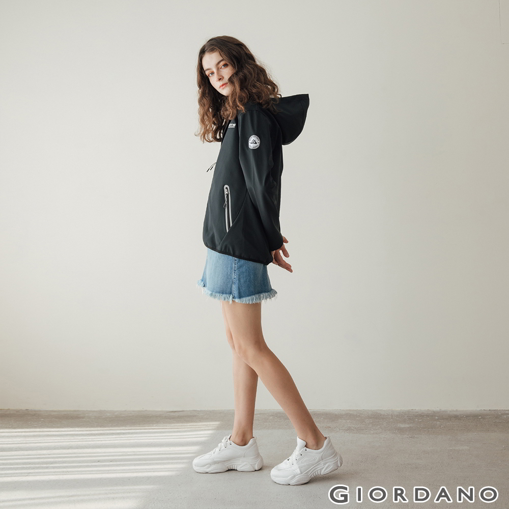 女裝Softshell 三合一高機能刺繡徽章連帽外套-03 標誌黑