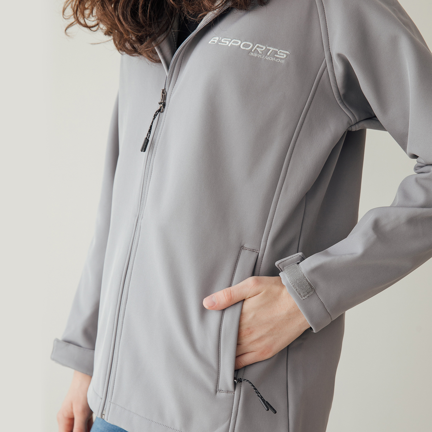 女裝Softshell 三合一高機能連帽外套-02 銀灰