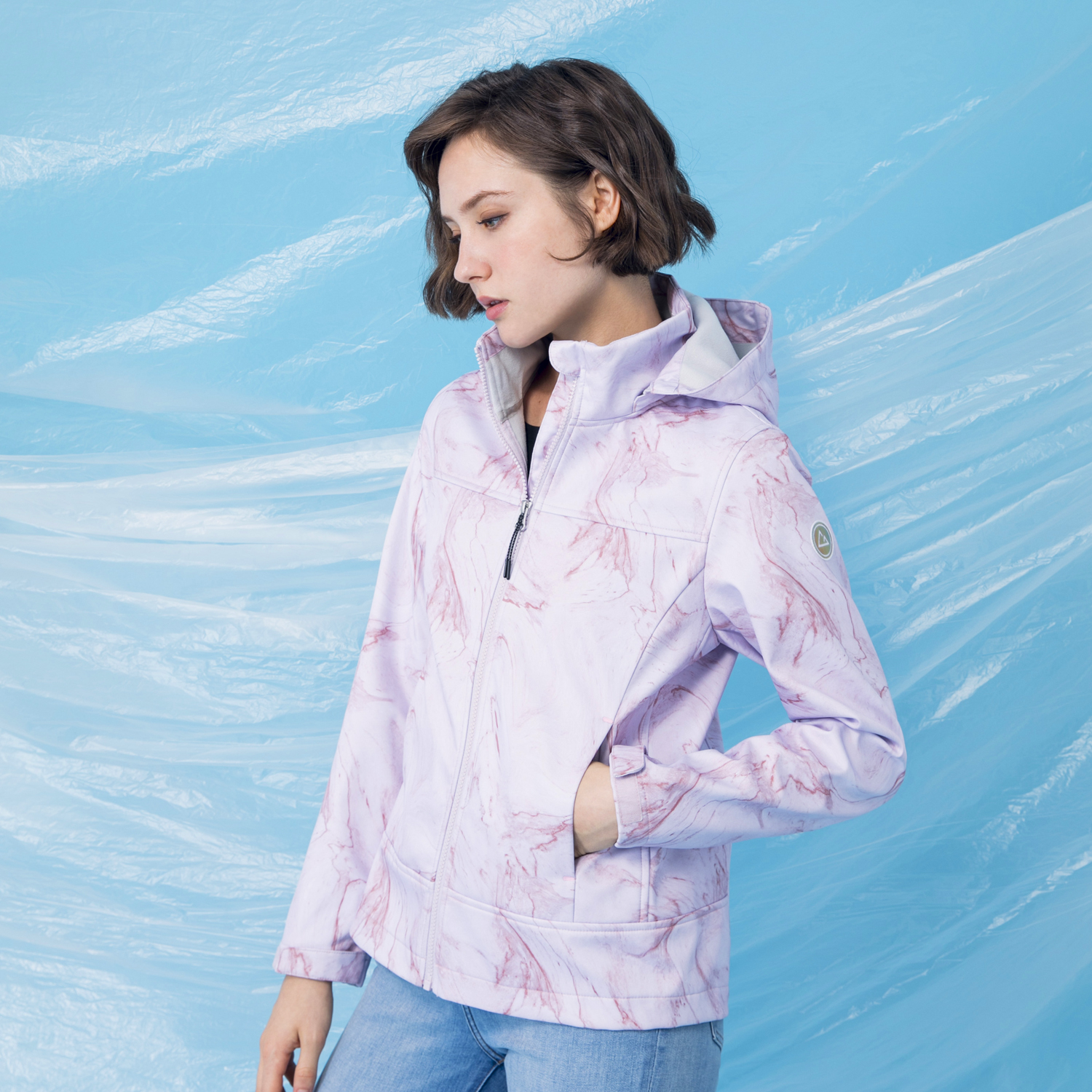 女裝高機能可拆式連帽外套_白/粉