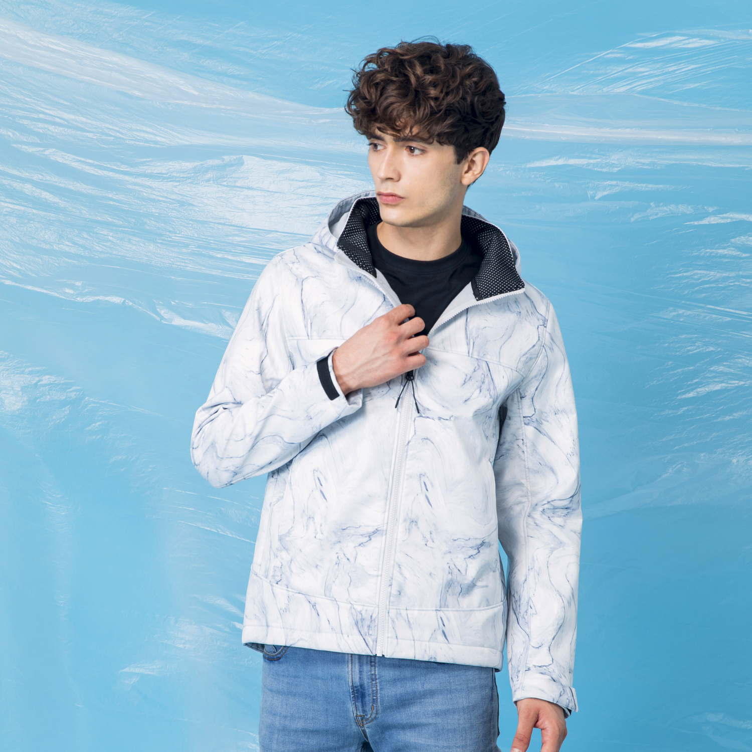 男裝高機能可拆式連帽外套_白/灰