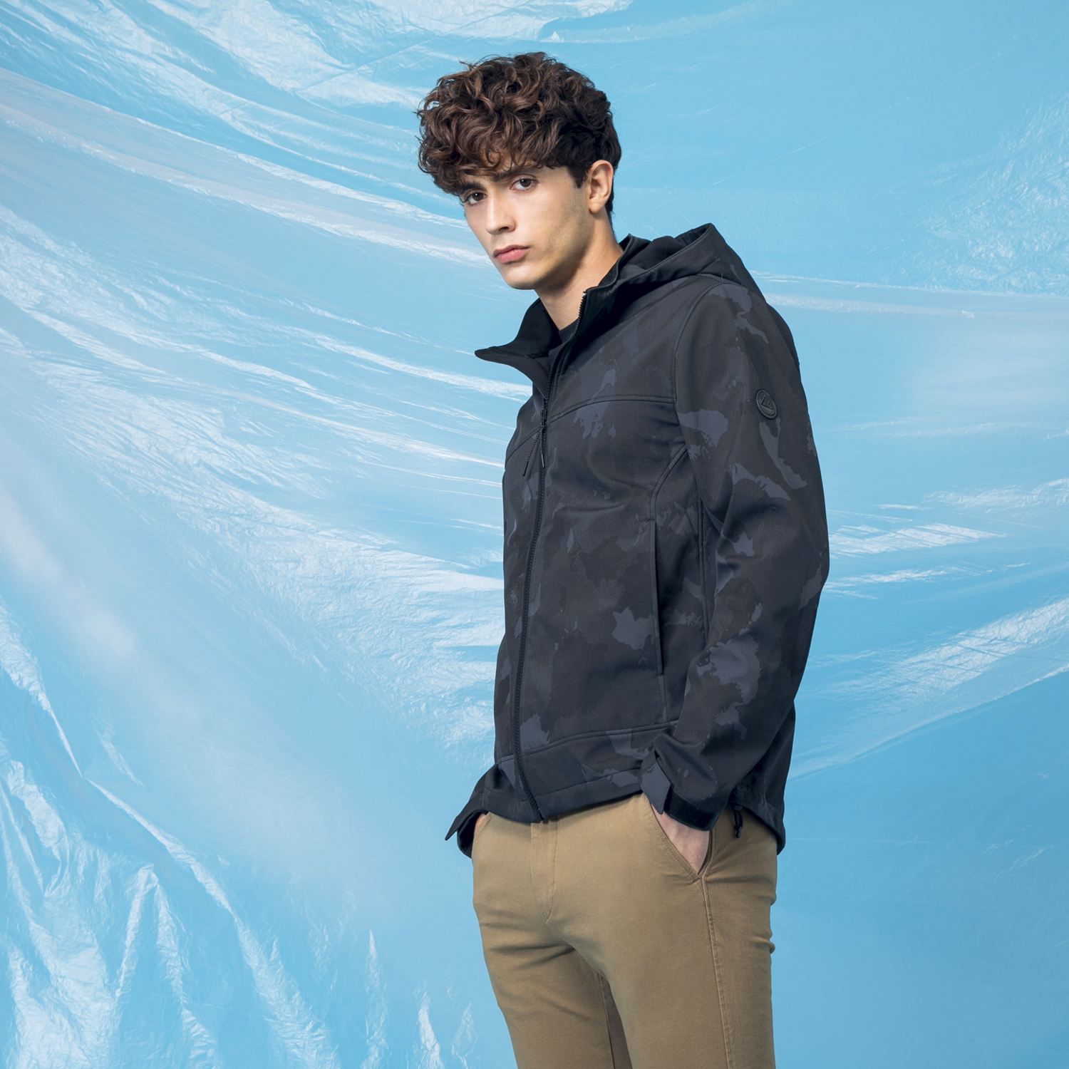 男裝高機能可拆式連帽外套_寶藍/黑