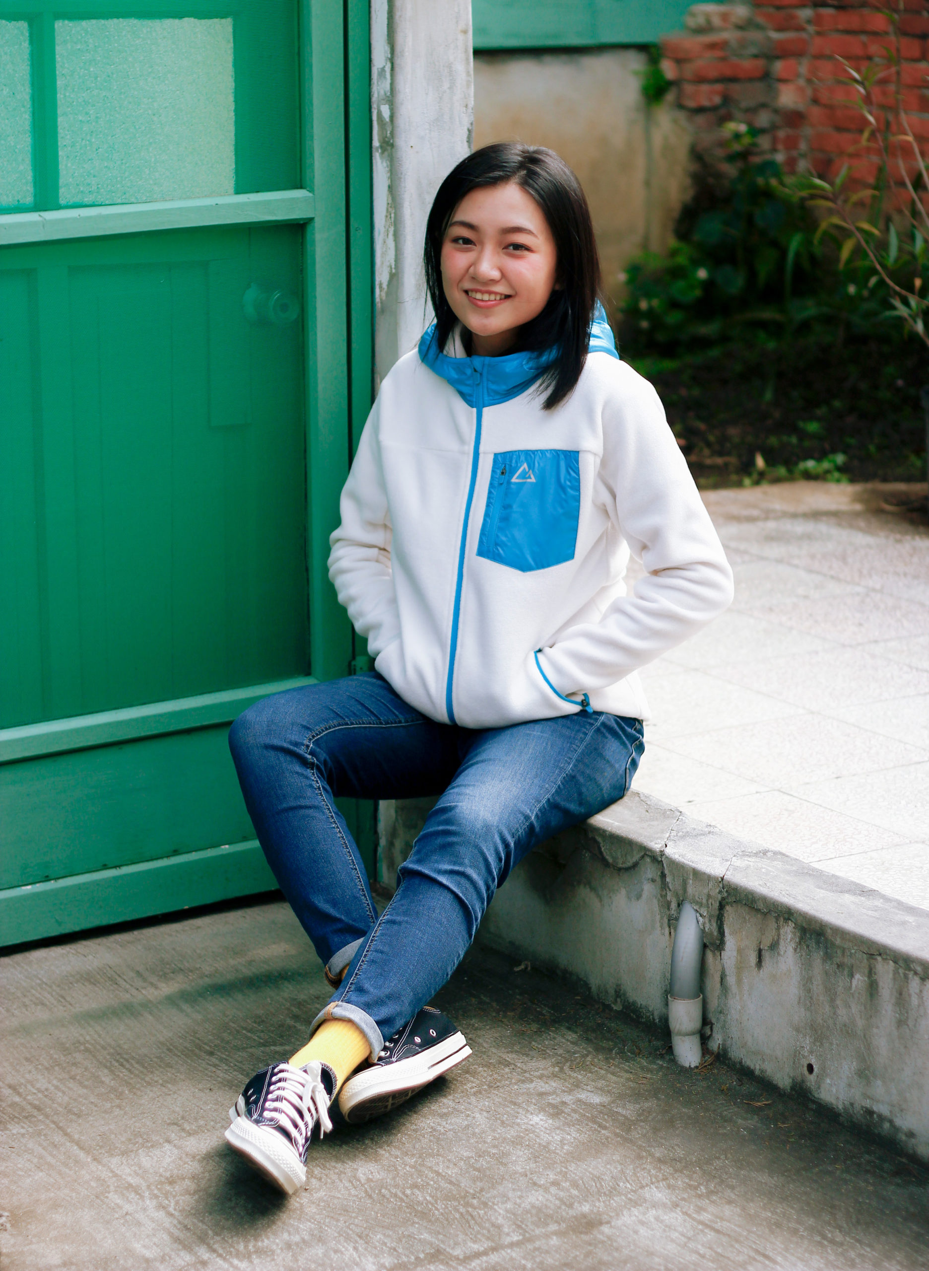 Silvermark 法蘭絨拼接外套+GIORDANO 牛仔褲_女